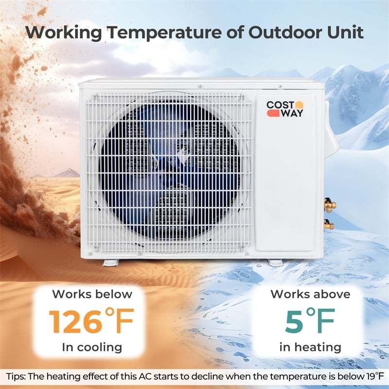 12000 BTU 22 SEER2 208-230V Wifi Enabled Mini Split Air Conditioner & Heater, Energy Star Wall Inverter AC Unit with Heat Pump & Assembly Kit