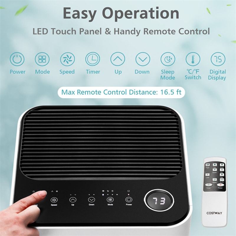 8000 BTU Portable Air Conditioner, Quiet 3-in-1 AC Unit with Fan, Dehumidifier & Sleep Mode, 24H Timer, Remote Control for Rooms up to 250 Sq.Ft