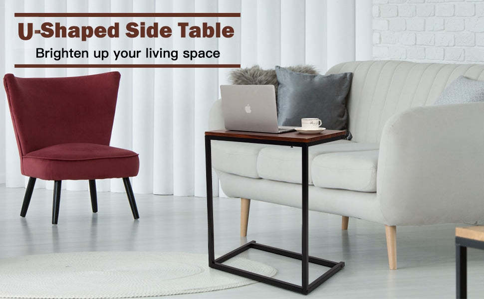 26'' U Shaped Sofa Side Table Laptop Holder for Living Room