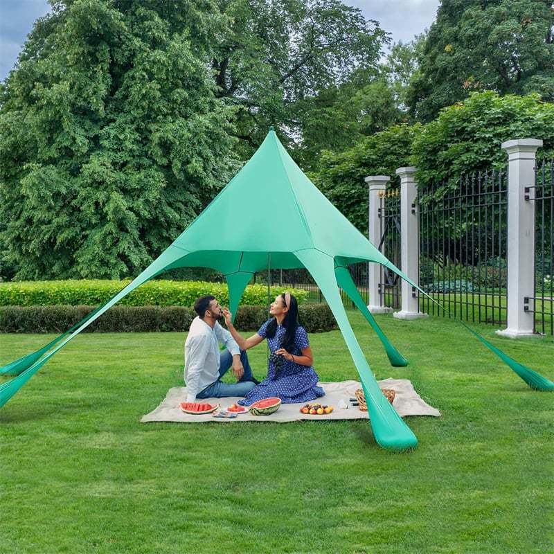 20 x 20FT Family Beach Canopy Tent UPF50+ Beach Sun Shade Tent with Carrying Bag, Sand Shovel & 6 Sandbags