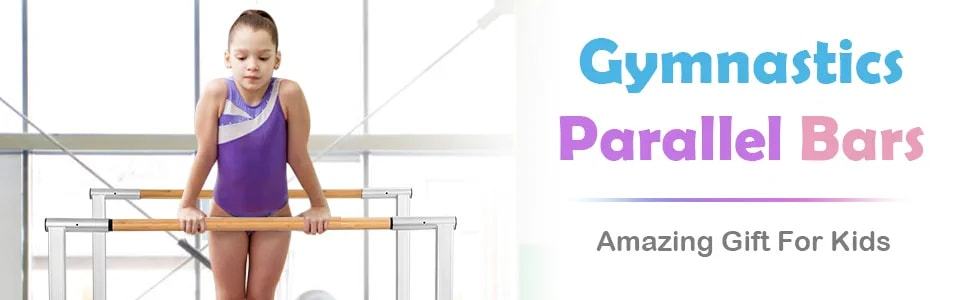 Kids Double Horizontal Bars Gymnastic Training Parallel Bars Adjustable Heights for Indoor Outdoor