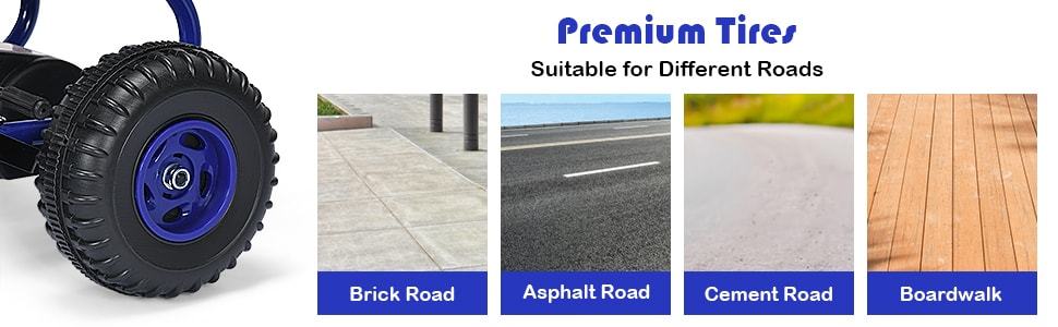 Kids 4 Wheel Pedal Go Kart Powered Ride On Toys with Adjustable Seat