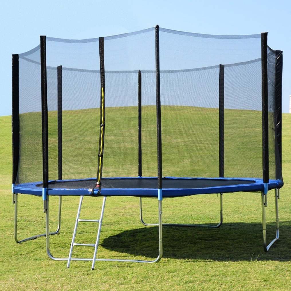 14 ft 4 Legs Combo Bounce Jump Trampoline with Spring Pad Ladder and Enclosure Net