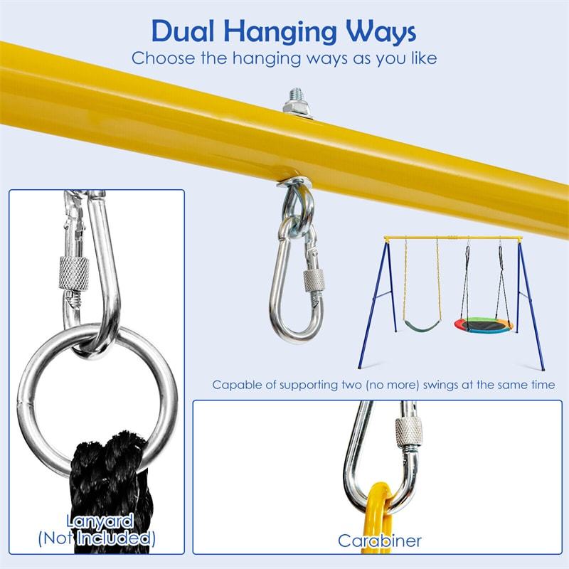 660 LBS Heavy-Duty Metal Swing Frame Extra Large A-Frame Swing Stand with Ground Stakes for Kids Adults Backyard