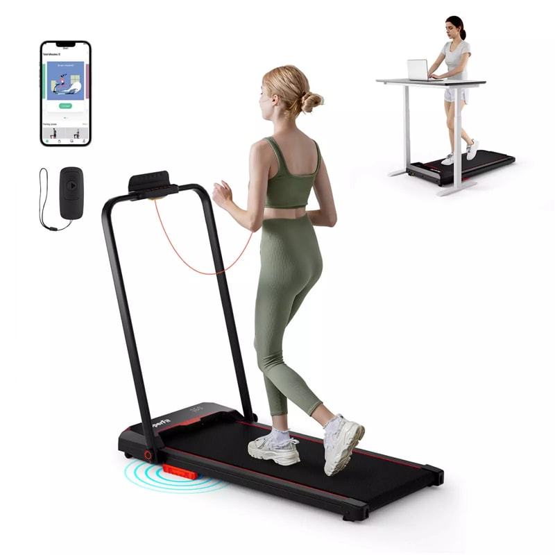 3-in-1 Folding Treadmill, 2.5HP Walking Pad & Under Desk Treadmill 340LB Capacity w/ Handlebar, LED Display, Remote, App Control for Home Office