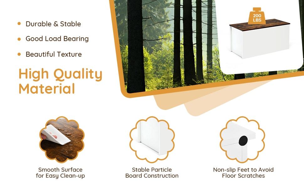 Flip-top Storage Chest with Pneumatic Rod & Safety Hinges 35.5” Storage Bench Deck Box for Toys Tools