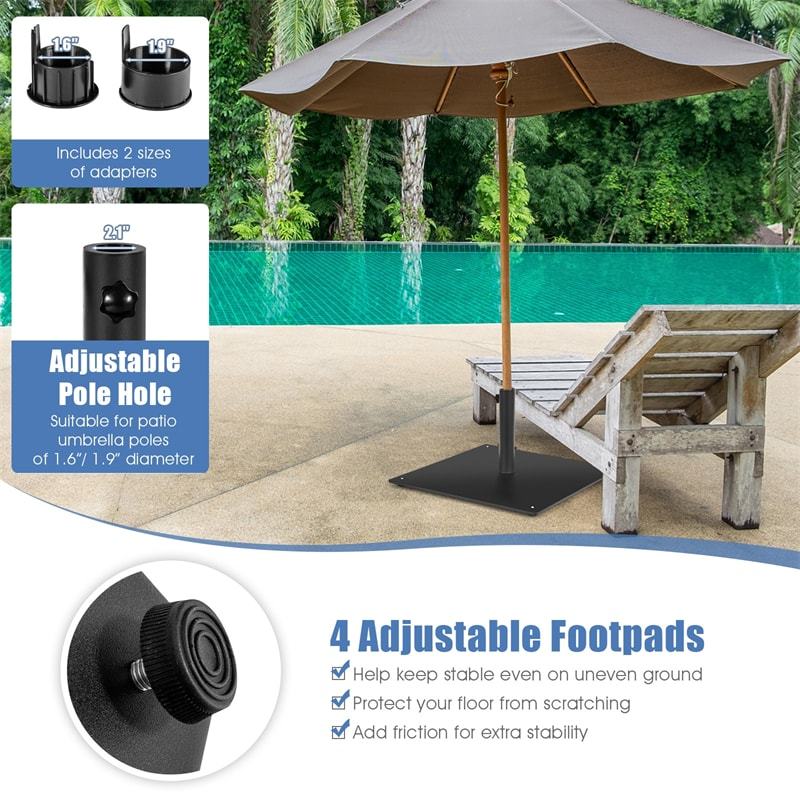 35 LBS 20" Heavy Duty Patio Umbrella Stand Weighted Base with 4 Adjustable Footpads