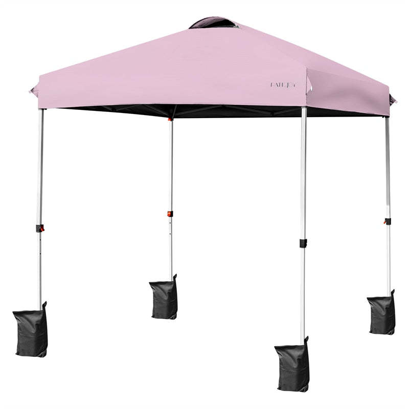 6.6x6.6FT Outdoor Pop-up Canopy Tent with Height Adjustable, Roller Bag & Weight Bags, Commercial Instant Canopy Sun Shelter for Camping, Party