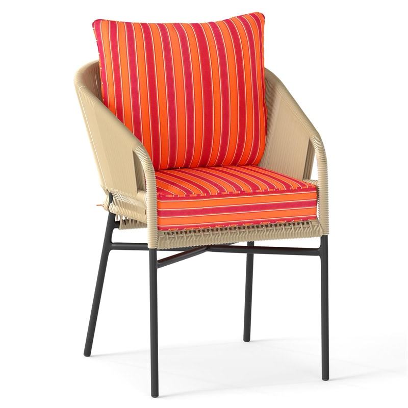 Deep Seat & Back Cushion Set with Rope Ties, Waterproof 6" Thick Indoor/Outdoor Chair Pads for Patio Furniture & Poolside