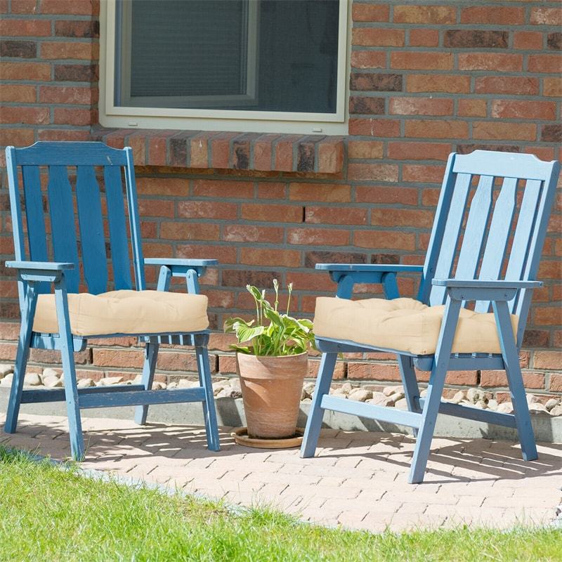 Set of 2 Waterproof Tufted Patio Chair Cushions with High Elasticity, 21" x 21" Deep Seat Square Pillows for Indoor & Outdoor Furniture