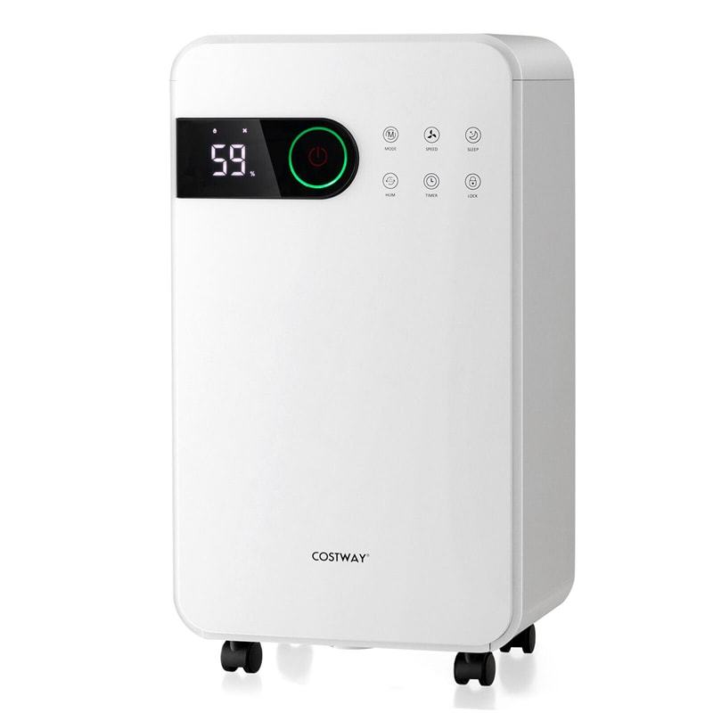 32-Pint 2500 Sq.Ft Quiet Dehumidifier for Basement & Home with Drain Hose, Sleep Mode, Child Lock, 3-Color LED Indicator & Wheels