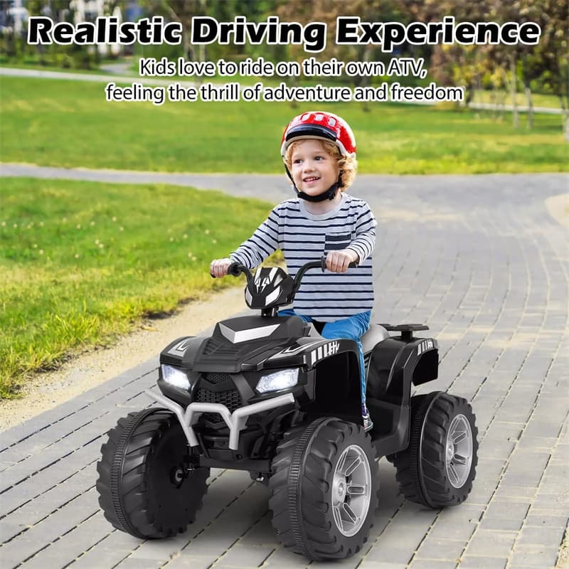 24V Kids Ride On ATV, Battery Powered Electric 4-Wheeler Quad Car with Wireless Connection & LED Lights for Boys/Girls Ages 3-8