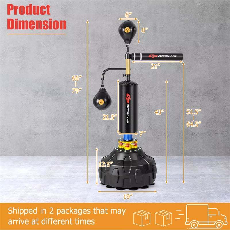Boxing Speed Trainer, Freestanding Punching Bag with 360° Spinning Bar, Reflex Speed Balls, Fillable Base, Adjustable Boxing Training Equipment Adults