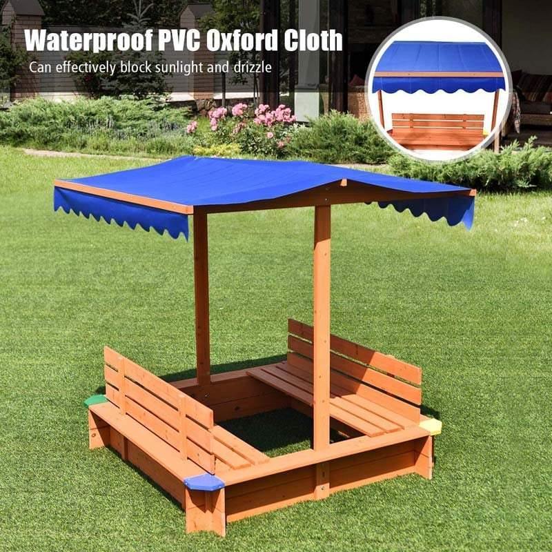 Kids Wooden Sandbox with Canopy