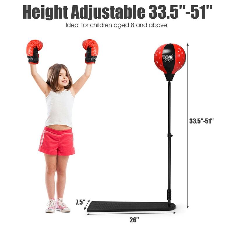 Kids Punching Bag with Boxing Gloves Adjustable Stand Hand Pump