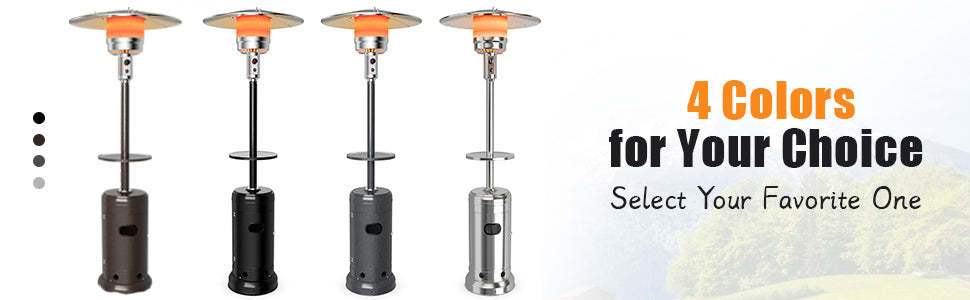 48000 BTU Standing Outdoor Propane Patio Heater w/Shelf Tabletop and Wheels