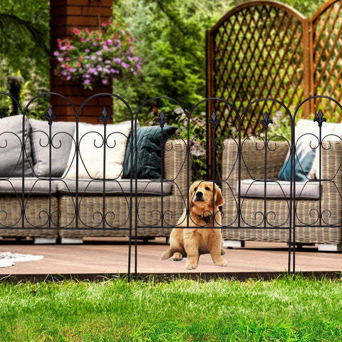 5 PCS 32in x 10ft Folding Decorative Garden Fence with Coated Metal Panels