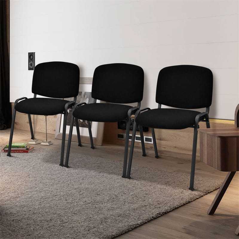 5-Pack Stackable Conference Chairs, Ergonomic Office Guest Chairs with Padded Cushion, Metal Frame, Stacking Reception Chair for Meeting, Waiting Room
