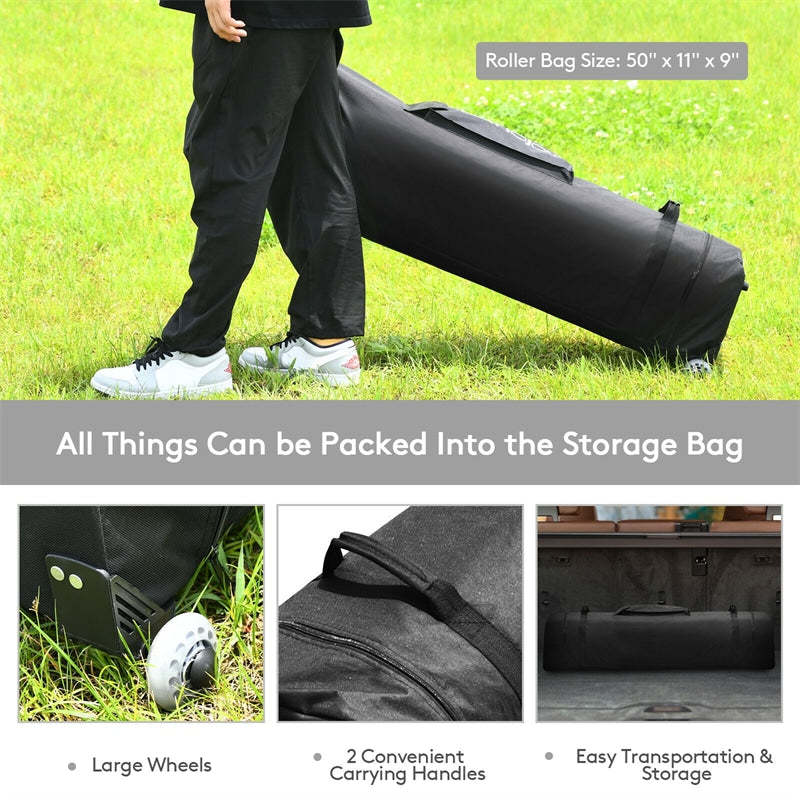 17' x 10' Foldable Pop-up Canopy Tent with Adjustable Dual Awnings