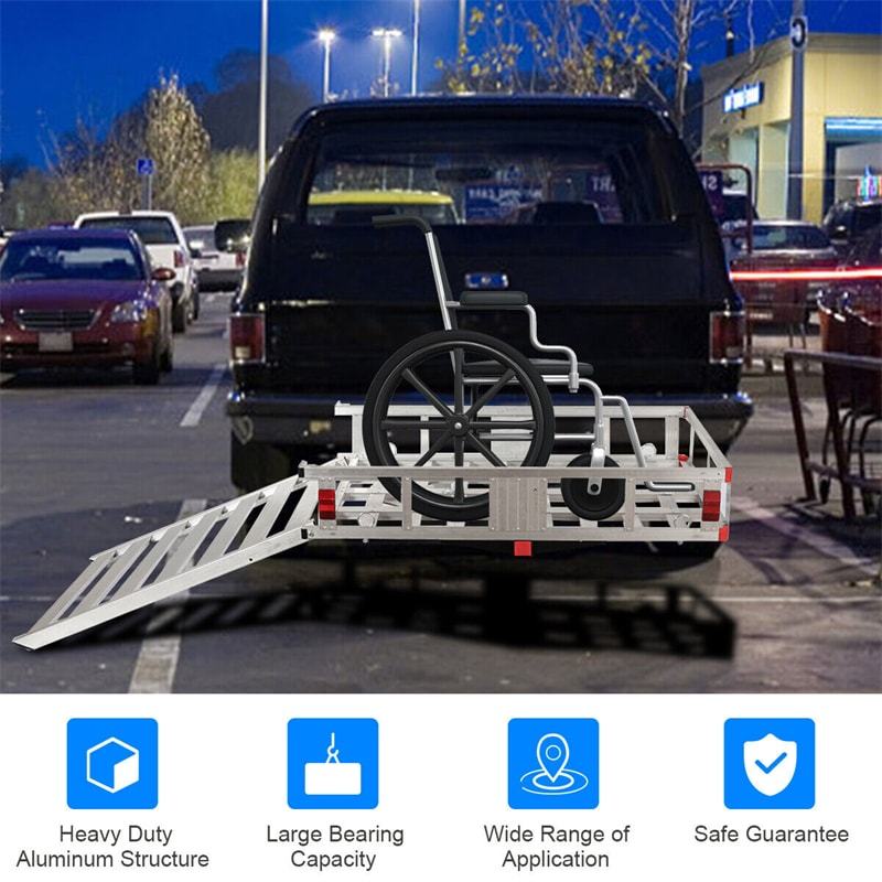 500LBS Aluminum Hitch Cargo Carrier with Ramp & High Side Rails, Mobility Scooter & Wheelchair Carrier for Truck SUV RV, Fits Class III/IV 2" Receiver