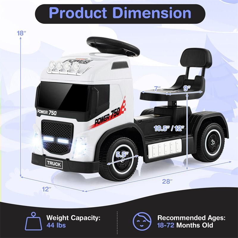 6V Battery Kids Ride on Car 2-in-1 Mini Ride On Truck Electric & Coasting Mode with Height Adjustable Seat & LED Lights