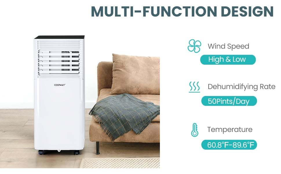 10000 BTU 4-in-1 Portable Air Conditioner AC Unit with Fan Dehumidifier Mode & Remote Control