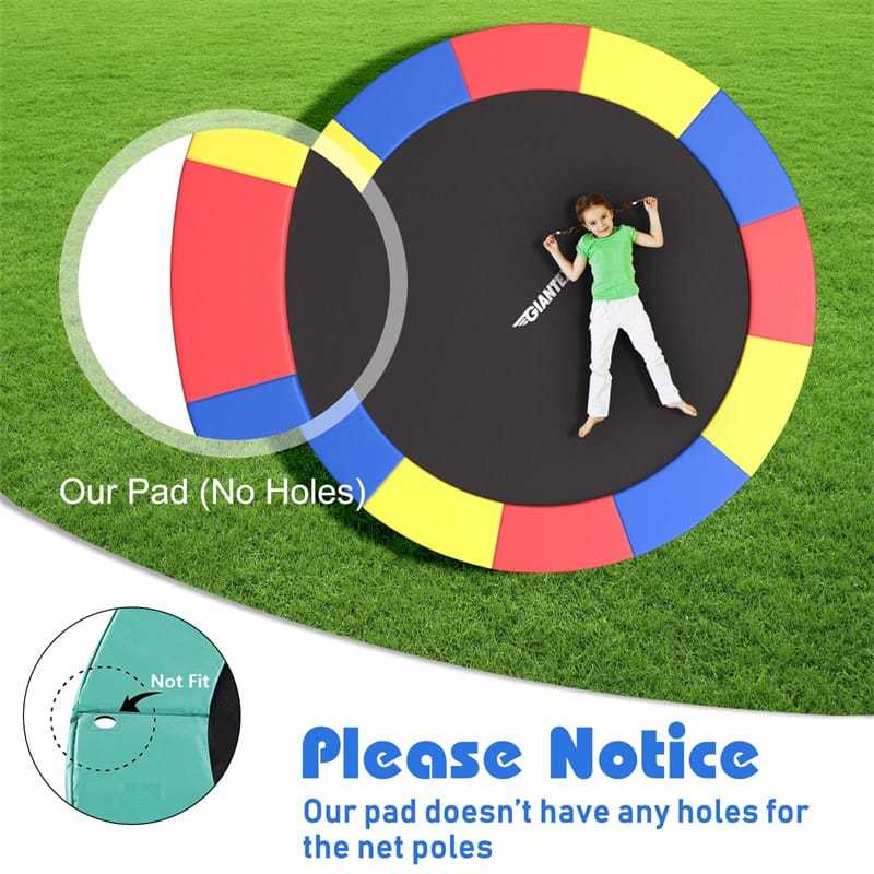 12FT Universal Trampoline Pad No Pole Holes, Waterproof Trampoline Spring Cover, Tear-Resistant Replacement Safety Pad for Trampolines