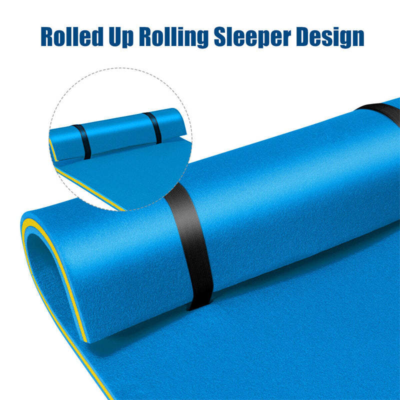 Floating Water Pad, 3-Layer Tear Resistant XPE Foam Water Mat 87" x 36" Foam Pool Float with Rolling Pillow Design for Lake Water Activities