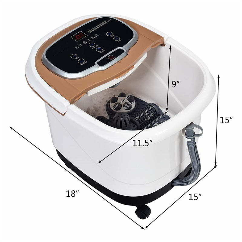 Foot Spa Bath Massager with Heat, Portable Pedicure Foot Spa Tub w/ Motorized Rollers, Shiatsu Massage, Temp Control, Adjustable Shower for Home