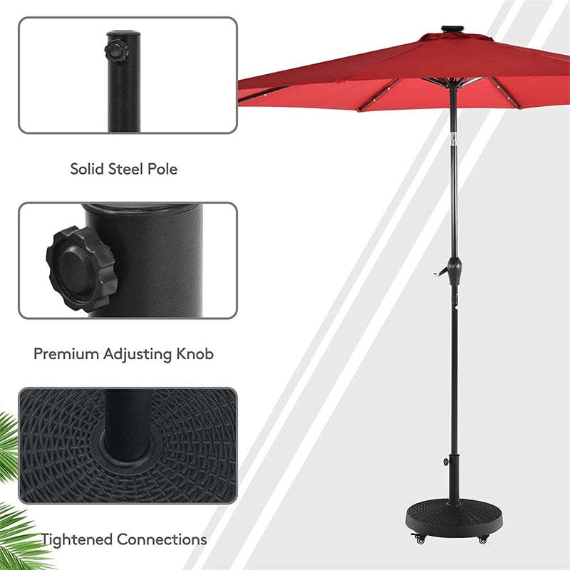 50 LBS Heavy Duty Round Patio Umbrella Base Stand w/Lockable Wheels