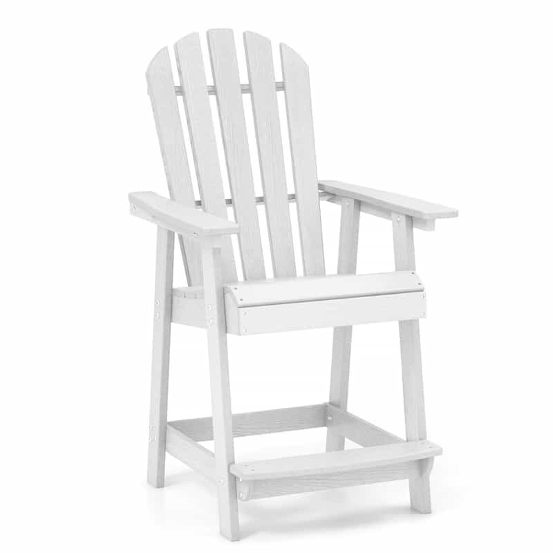 Outdoor HDPE Bar Stools Set of 2, 47" Tall Adirondack Chairs with Armrest & Footrest, All-Weather Counter Height Barstools for Poolside, Garden