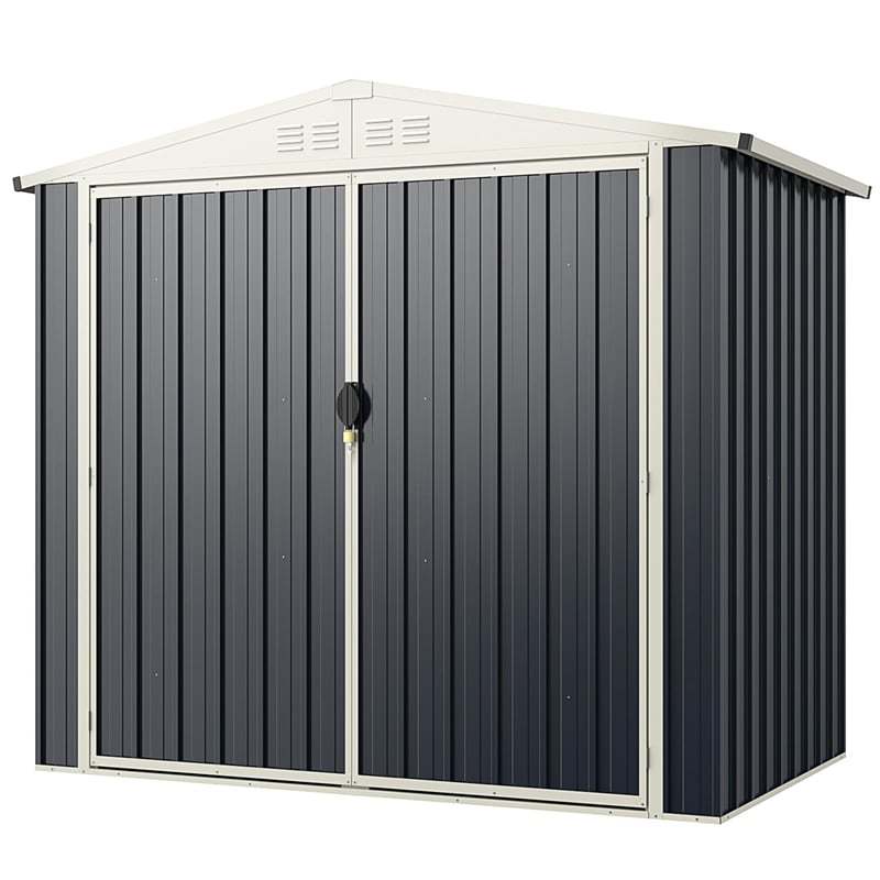 6.8x3.8FT Outdoor Metal Storage Shed Snap-on Assembly, All-Weather Galvanized Steel Utility Tool House with Lockable Door for Garden, Backyard, Lawn