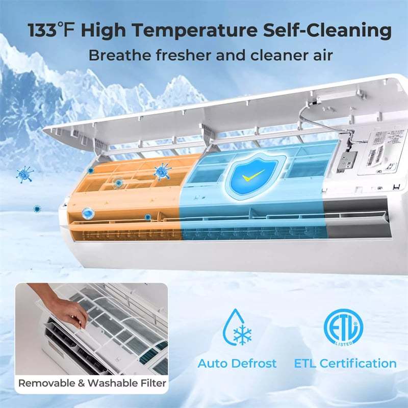 27000 BTU Dual Zone Mini Split Air Conditioner with Heat Pump, 19 SEER2 Wifi Ductless Inverter Split System AC Unit, Works with Alexa