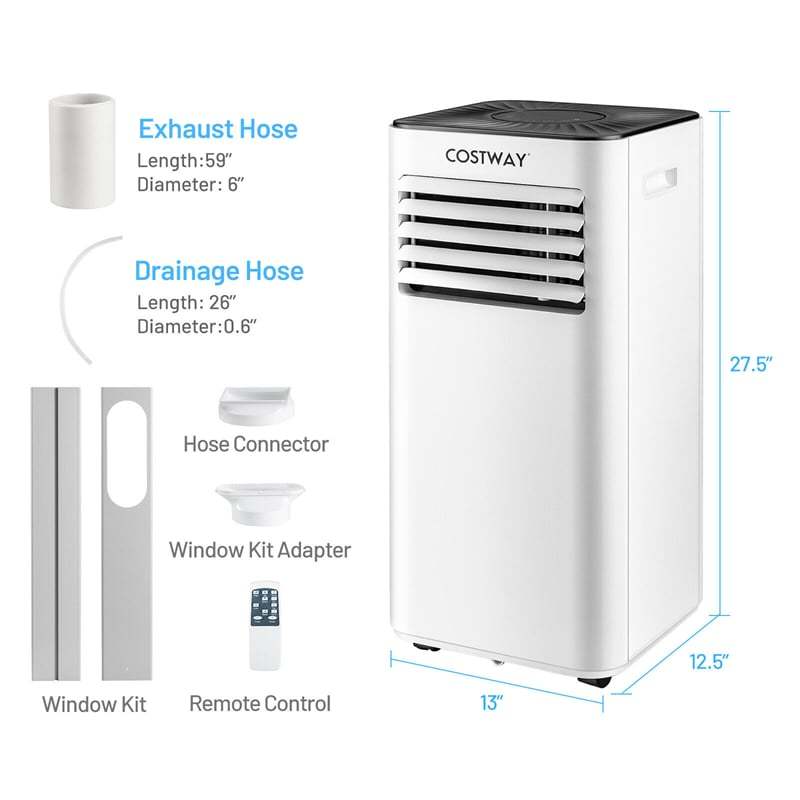 10000 BTU Portable Air Conditioner 3-in-1 Evaporative Air Cooler Dehumidifier Cooling Fan with Remote Control & Universal Casters