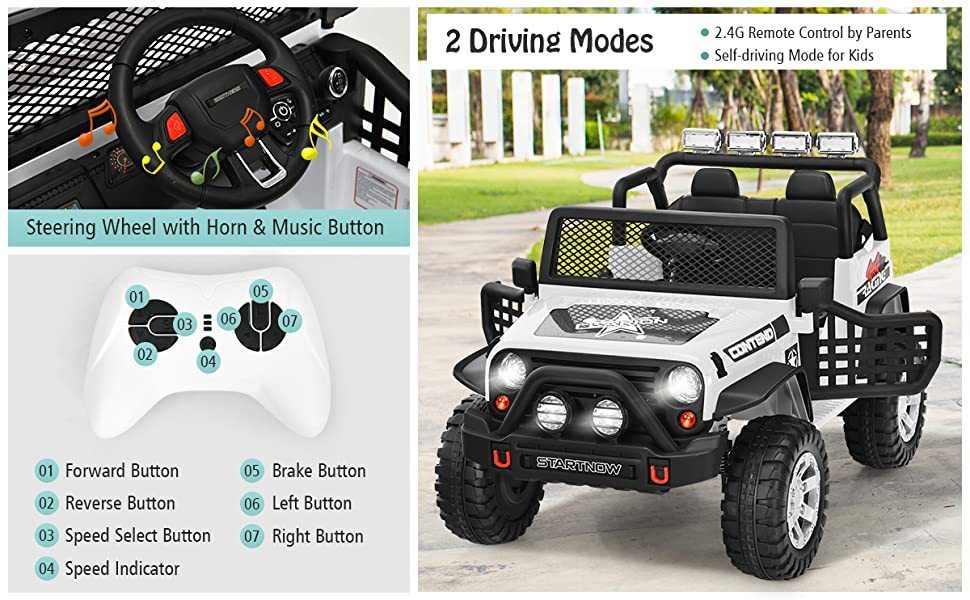 12V Battery Powered Kids Ride on Truck Electric Vehicle w/ 2.4G Parental Remote