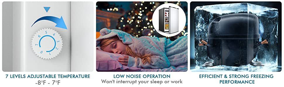 3 Cubic Feet Compact Upright Freezer with Reversible Stainless Steel Door for Home Office Apartment