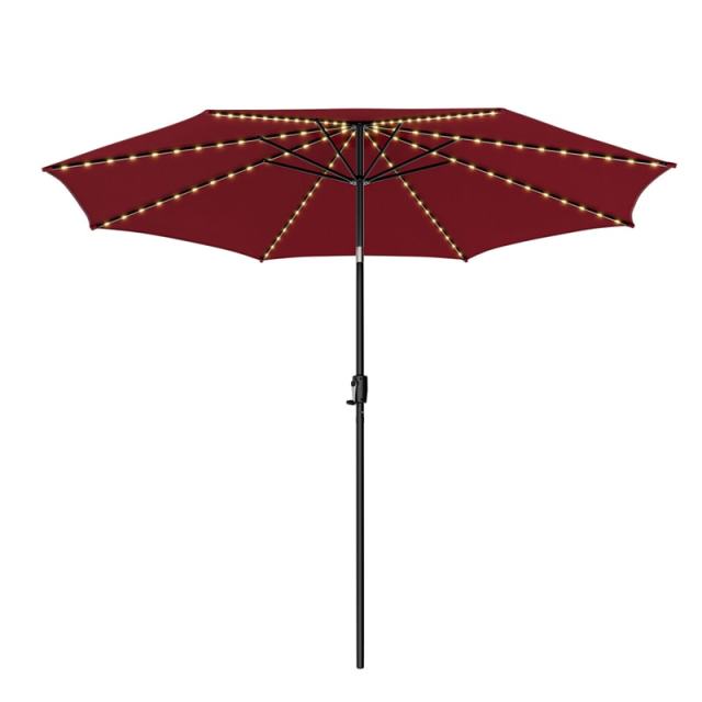 10FT Lighted Patio Umbrella Outdoor Table Market Umbrella with 112 Solar Lights Crank Lifting Handle Tilt System