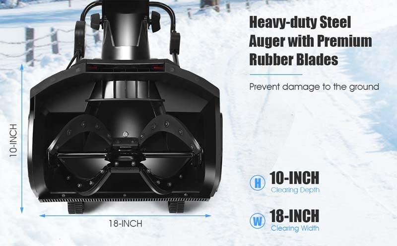 18-Inch 15 Amp Electric Snow Thrower Corded Snow Blower 720Lbs/Minute