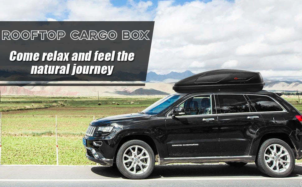 Cargo Box Rooftop Cargo Carrier 14 Cu.Ft Waterproof Roof Luggage Bag Dual-sided Opening Vehicle Roof Box with Car Trunk Organizer