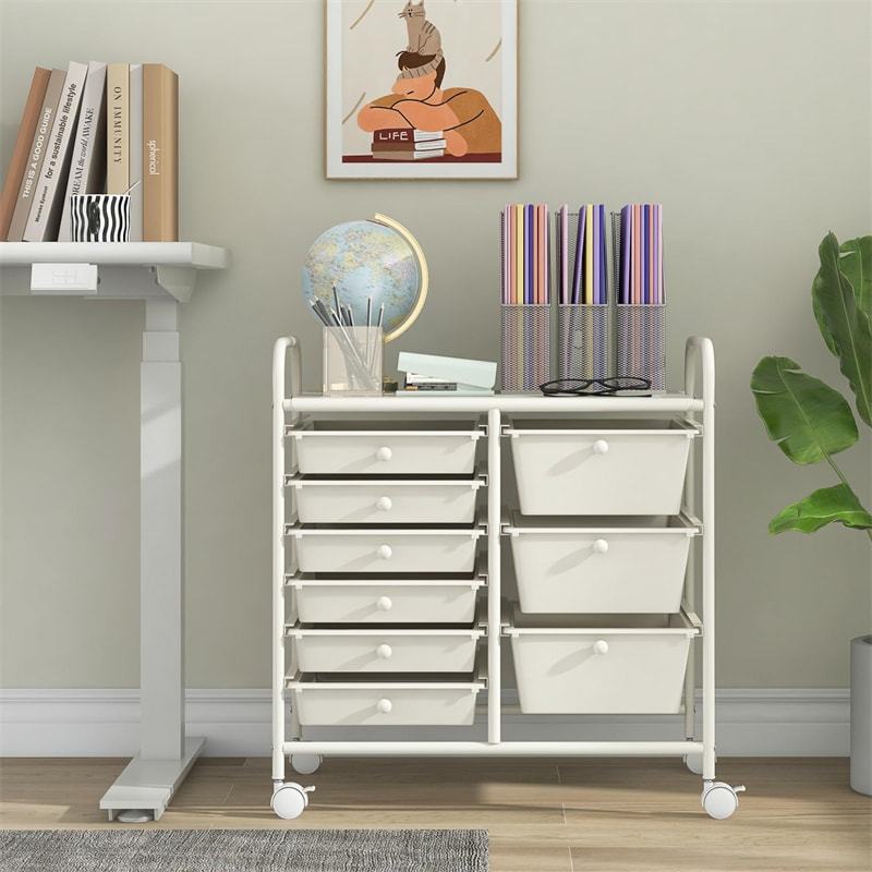 9-Drawer Rolling Storage Cart, Mobile Art & Craft Supply Organizer on Wheels, Metal Frame, Drawer Utility Cart for Classroom Office Home Salon