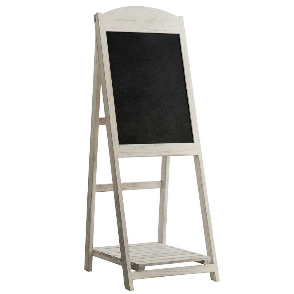 45-Inch Vintage Folding Wood Chalkboard Easel with Display Shelf