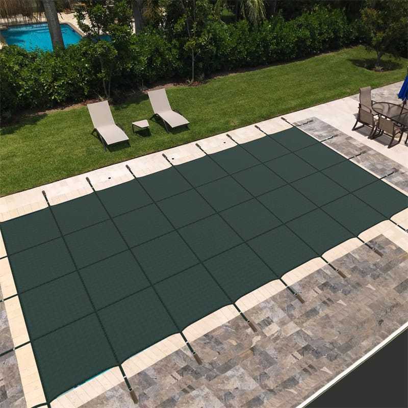 Safety Pool Cover for 40 x 20FT Inground Swimming Pools, Rectangle Winter Leaf Net Pool Cover with Mesh & Installation Tools for Backyard Yard
