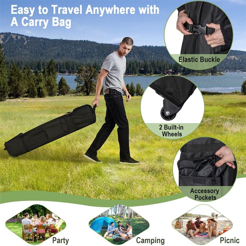 10' x 10' Outdoor Pop Up Canopy Tent 2-Tier Folding Instant Shelter Canopy with Center Lock & Wheeled Carry Bag