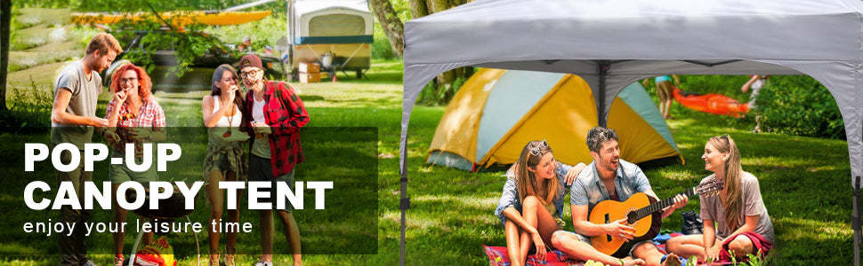 8' x 8' Outdoor Pop-up Canopy Tent Height Adjustable with Roller Bag