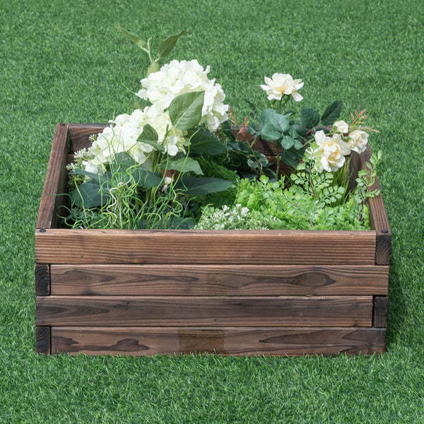 24" L x 24" W Square Wooden Raised Garden Bed Flower Vegetable Planter
