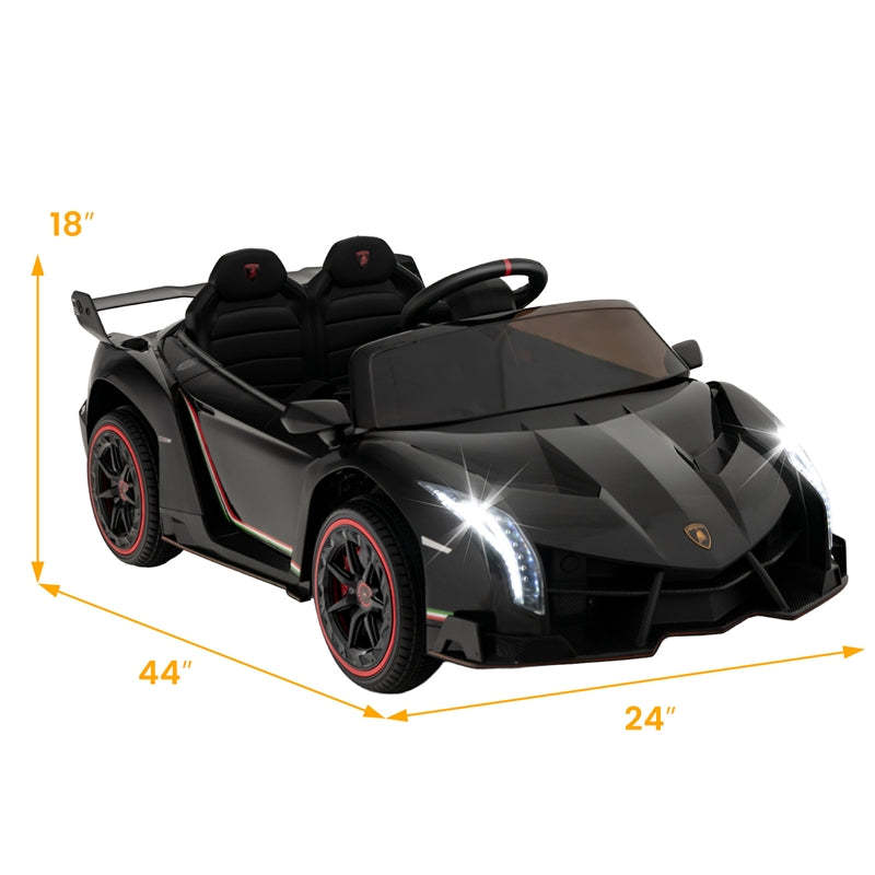 12V Kids Ride-On Car, Licensed Lamborghini 4WD Sports Car with Remote, LED Lights, Hydraulic Doors, Battery-Powered Electric Vehicle, Ages 3-8