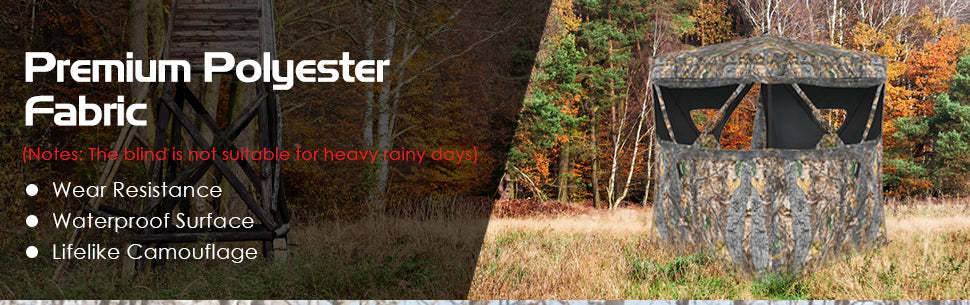 See Through Hunting Blind 3 Person Pop Up Ground Blind Camo Deer Hunting Tent with Hub System & Carrying Bag