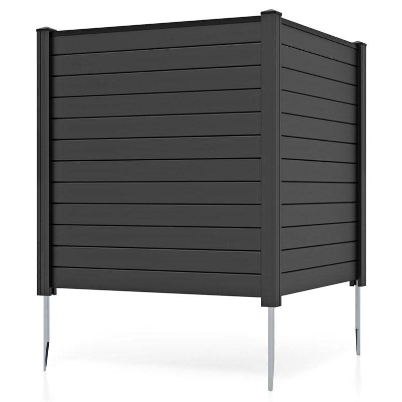 Air Conditioner Fence 2 Panels, 48"H Outdoor Vinyl Privacy Screen with Metal Stakes, Trash Can Enclosure Decorative Garden Fence for Patio, Lawn