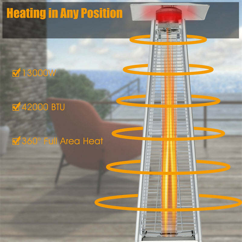 42000 BTU Pyramid Outdoor Patio Propane Heater with Wheels