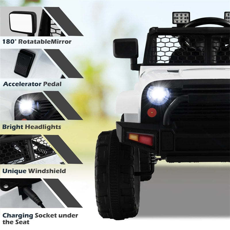 12V Kids Ride-On Truck, Battery Powered Electric Vehicle with Remote Control, Headlights, Music, Ride-On Cars for Boys & Girls